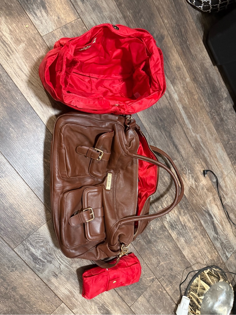 Brown Leather Tote Bag with Red Lining - Classic Women's Handbag lily jade